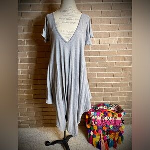 Free People Beach Heathered Grey Short Sleeve Midi Length romper